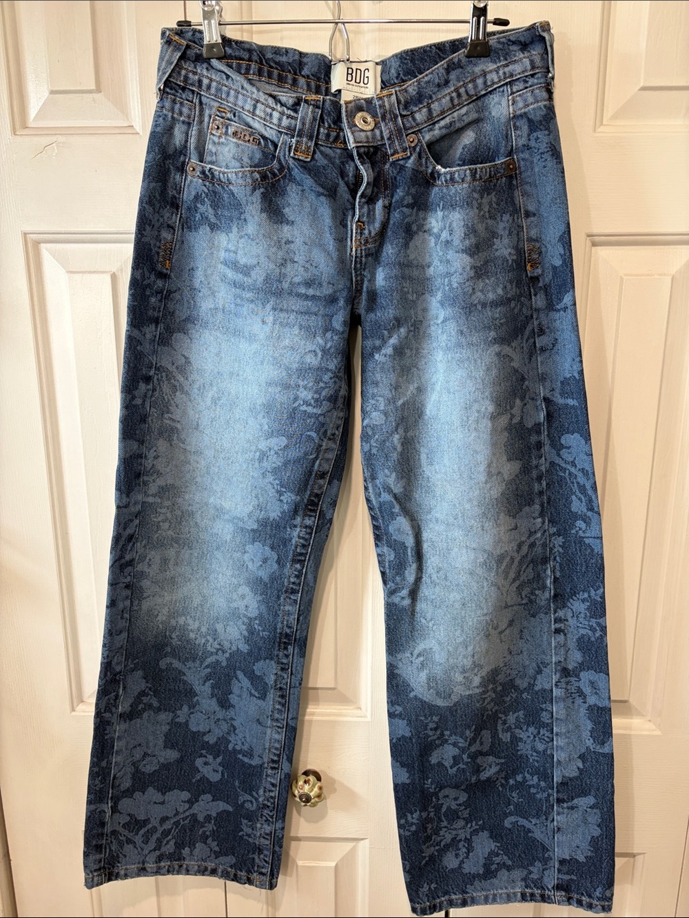 Urban Outfitters BDG Two-Tone Blue Floral Straight Jeans